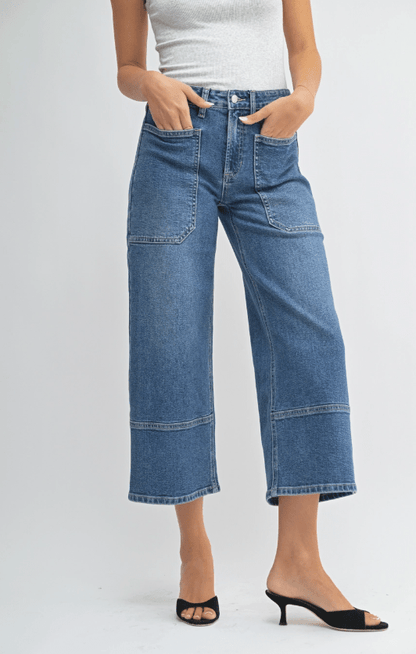 High Rise Cropped Wide Leg Jeans