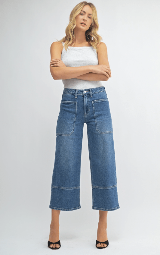 High Rise Cropped Wide Leg Jeans