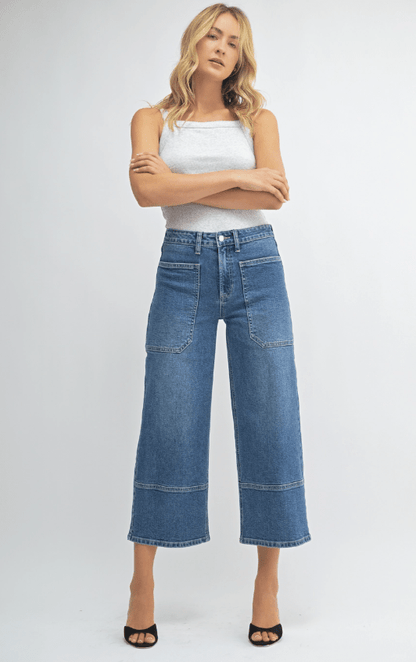 High Rise Cropped Wide Leg Jeans