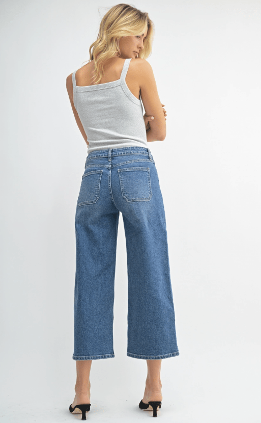 High Rise Cropped Wide Leg Jeans