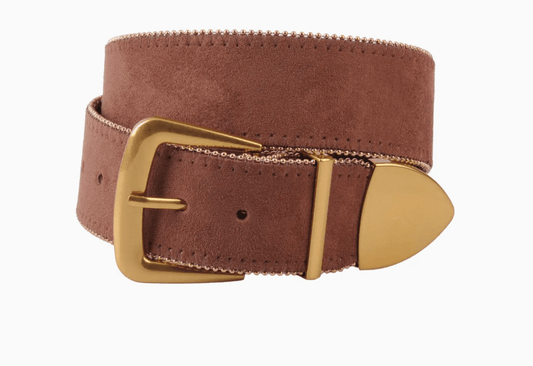 Zipper Lined Belt with Gold Hardware