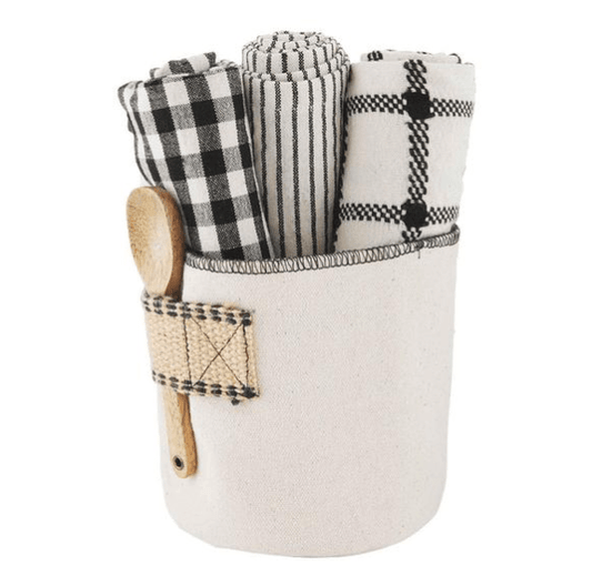 Mudpie Buffalo Dish Towels Bucket Set