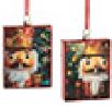 Pixel art style nutcracker rectangle Christmas ornaments in two festive designs