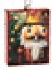 Pixel art nutcracker soldier rectangle Christmas ornament in red and gold tones