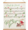 32.5 inch holiday tapestry with sheet music, Santa, and floral botanical motifs