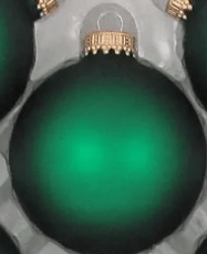 Matte dark green glass Christmas ornament ball with gold metal cap, 67mm