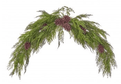 48-inch artificial cedar swag with brown pinecones arched garland green foliage