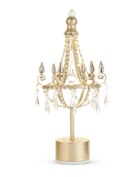 Raz 15-inch gold spinning chandelier figurine with crystals and candle accents