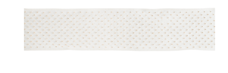 Ivory wired ribbon with gold dot pattern, 4 inches wide
