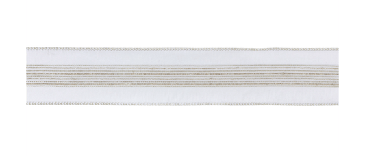 Ivory wired ribbon with gold metallic thread stripes, 2.5 inches wide