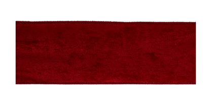 Crimson red wired velvet ribbon, 4 inches wide, rich deep red fabric