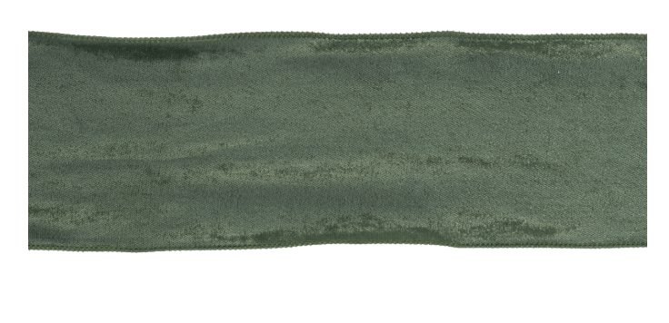 Wide hunter green wired velvet ribbon with soft textured surface, 4 inches wide