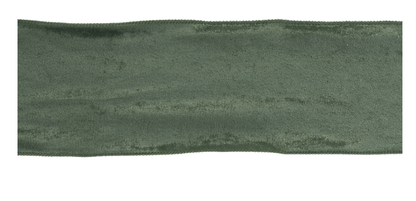 Wide hunter green wired velvet ribbon with soft textured surface, 4 inches wide