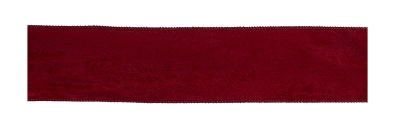 Crimson red wired velvet ribbon strip, 2.5 inches wide with finished edges