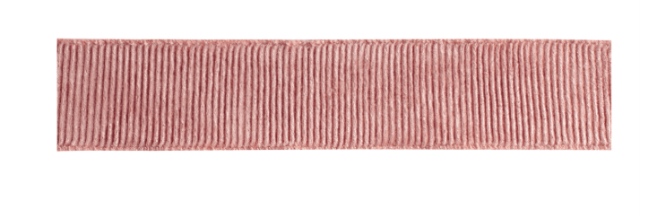 Pink ribbed velvet wired ribbon strip with vertical texture, 2.5 inches wide