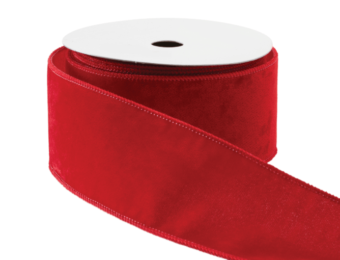 Red Velvet Ribbon 2.5” X 10 Yds. Wired