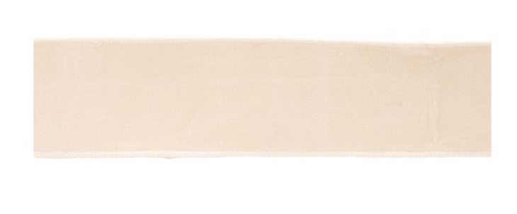 Ivory velvet wired ribbon 4 inches wide with serged edges, 5 yards