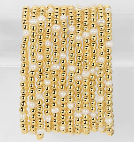 4mm Bead & Pearl Stretch Bracelets