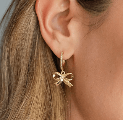 Pave Huggies with Bow Earrings