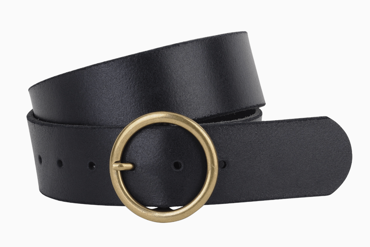 Wide Copper-Tone Circle Buckle Belt