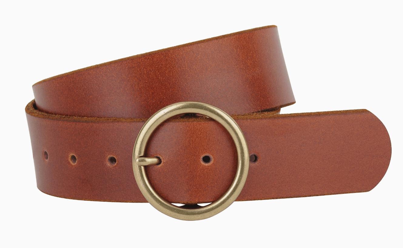 Wide Copper-Tone Circle Buckle Belt