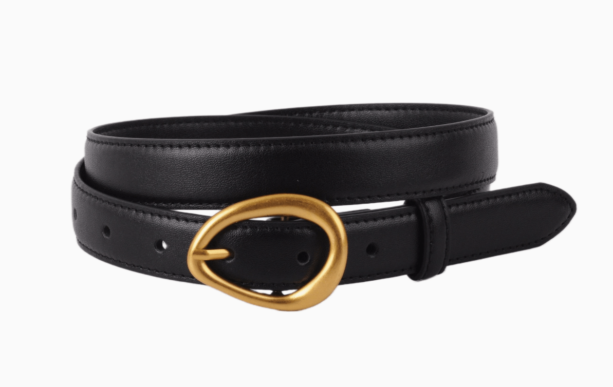 Basic Leather Belt with Asymmetrical Buckle