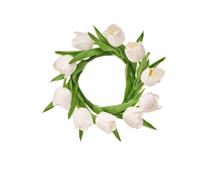 11" White Tulip Candle Ring