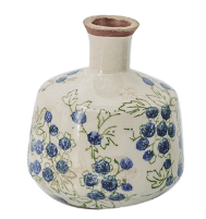 White Ceramic Bud Vases with Blueberry Motifs (3 Styles)