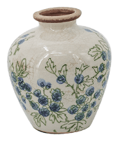 White Ceramic Bud Vases with Blueberry Motifs (3 Styles)