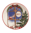 Mudpie Santa Scene Tidbit Plate with holiday window, Christmas tree, and Santa design