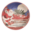 Mudpie ceramic tidbit plate with Santa and sleigh holiday scene in red and blue