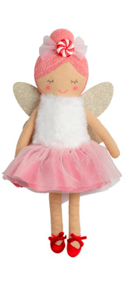 Mudpie pink fairy plush doll with glitter wings, tutu skirt, and candy headband