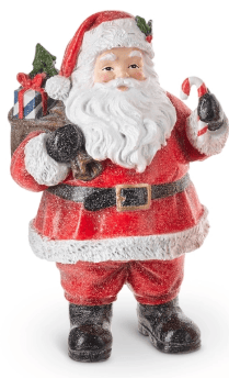 9-inch vintage-style Santa Claus figurine holding gifts and a candy cane