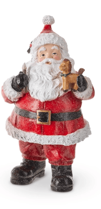 9-inch vintage-style red Santa Claus figurine holding a toy rocking horse
