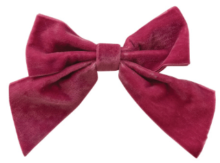 Cranberry red velvet clip-on bow hair accessory with layered wings