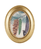 Gold oval resin mini frame magnet with vintage botanical foxglove art print