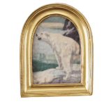 Gold arched resin frame with vintage polar bear art print magnet