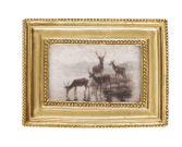 Gold resin mini frame magnet with vintage deer stag art print