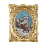 Gold ornate resin frame magnet with vintage Santa Claus holiday art print