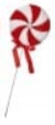 Red and white swirled peppermint lollipop with decorative bow on long stem