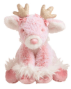 Mudpie pink plush reindeer stuffed animal with glittery antlers and soft fur