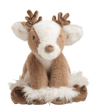 Mudpie brown and white reindeer stuffed plush toy with antlers and fur trim