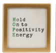 Gold-framed glass magnet with HOPE acrostic: Hold On to Positivity Energy