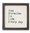 Black framed glass magnet with SMILE acrostic inspirational quote typography
