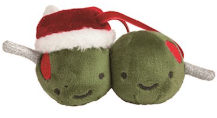 Mudpie plush olive martini ornament pair with Santa hat, green felt
