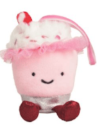 Mudpie pink strawberry cocktail drink plush stuffed ornament with cherry topper