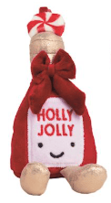 Mudpie Holly Jolly cocktail plush ornament with red bow and peppermint stick topper