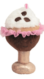 Mudpie plush ice cream sundae ornament with pink tulle trim and whipped cream top