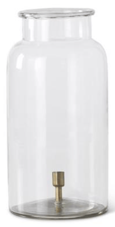 Clear Glass Jar With Metal Pillar Candleholder, 4 Sizes