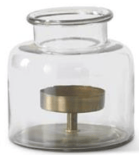 Clear Glass Jar With Metal Pillar Candleholder, 4 Sizes